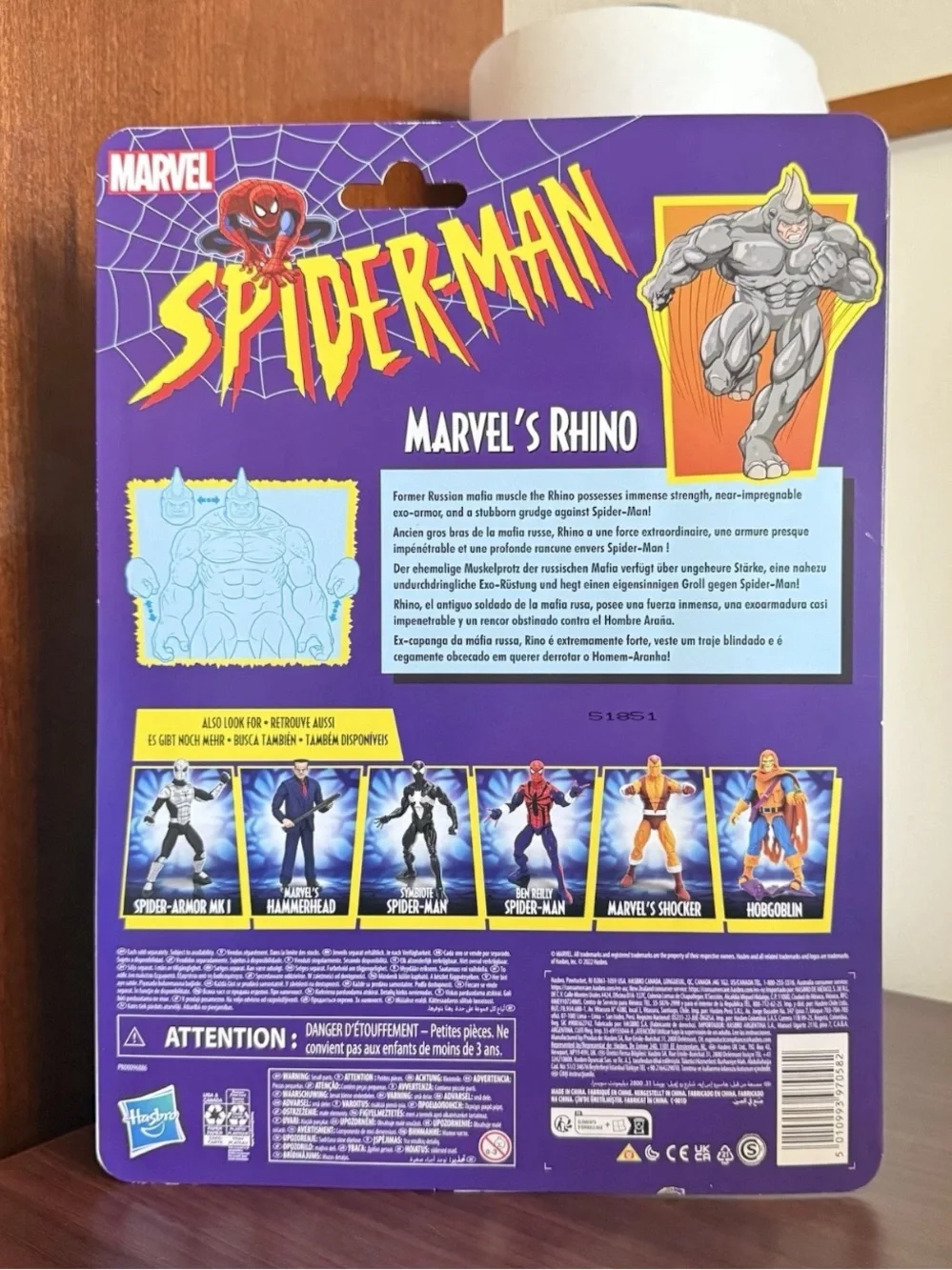 NEW Marvel Legends Rhino, Retro Card Spider-Man Animated Series Action Figure